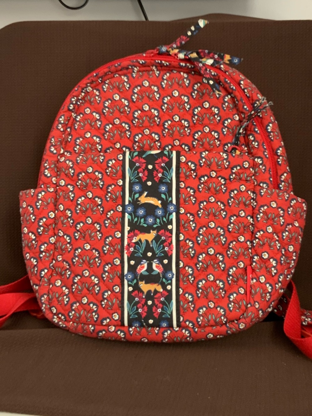 Vera Bradley Red Floral Pattern Quilted small Backpack